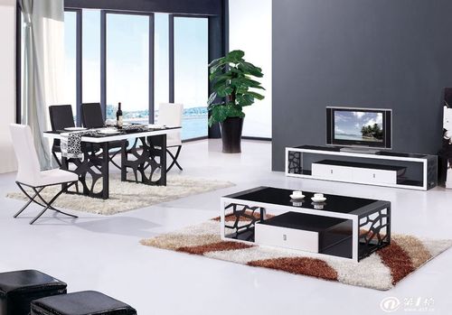 新款客厅家具长方形电视柜黑色现代套柜 时尚好看品牌客厅产品